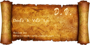 Deák Véta névjegykártya